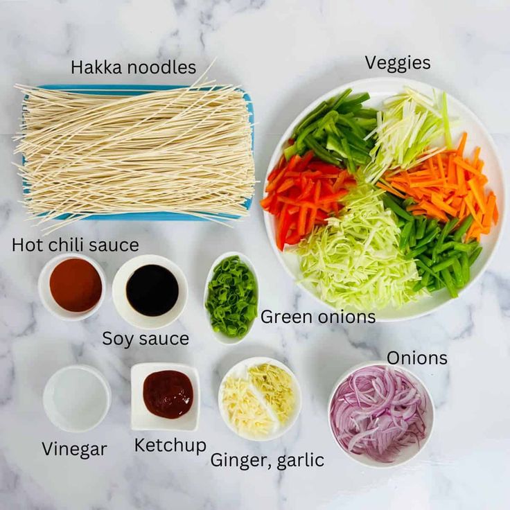 Ingredients of veg hakka noodles 